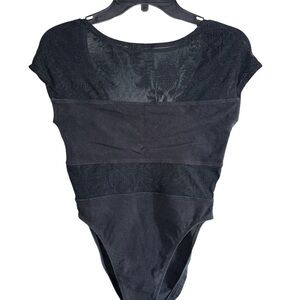 Vintage Harley-Davidson Black Mesh Lace Bodysuit Size Medium